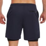 Kinglaman 4 Pack Mens 2 in 1 Running Workout Shorts with Liner, Gym Athletic Quick Dry Sport Shorts with Pockets 2 Black 1 Blue 1 Gray Large