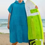 SUN CUBE Surf Poncho Changing Robe with Hood, Thick Quick Dry Microfiber Wetsuit Changing Towel for Surfing Beach Swim Outdoor Sports Men, Absorbent Wearable Towel Cover Up, Turquoise Sea Blue