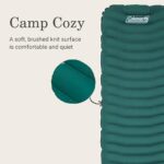 Coleman Inflatable Sleeping Pad Soft & Comfortable with Brushed Knit Surface, Easy Inflatation, Lightweight, Green