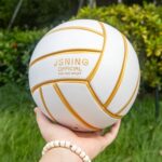 JSNING Golden White Volleyball, Soft Touch, Volley Lite for Outdoor Indoor Beach Game, Official Size 5, Gift for Boy Girl Man and Woman