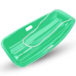 Slippery Racer Downhill Sprinter Flexible Kids Toddler Plastic Cold-Resistant Toboggan Snow Sled with Pull Rope and Handles -35 Inch (Green, 1 Pack)