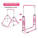 RINREA Gymnastic Bars for Kids with Adjustable Height, Folding Gymnastic Training Kip Bar, Expandable Horizontal Bar for Home