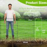 10 Panels No Dig Decorative Outdoor Garden Fence with Gate for Yard, 40 in(H) X 23.6 ft(L) Animal Barrier Fencing Rustproof Metal Wire Panel Border for Dog, Rabbits, and Patio Temporary Ground Stakes