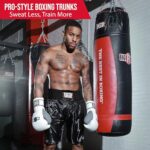 Ringside Pro-Style Boxing Trunks, Satin Shorts for Men and Women, Ideal for MMA, Muay Thai, Black, Large