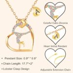 LINY 14K Gold Plated Gymnastics Necklace Initial Letter Rainbow Gymnastics Jewelry Sport Gymnastics Gifts for Daughter Niece Friend Gymnast Mate Gift (Letter A)