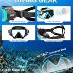 Aegend 2 Pack Snorkeling Gear for Adults, Dry Snorkel Set Panoramic View Enhanced Anti-Leak and Anti-Fog Technology, Adjustable Strap for Snorkeling Scuba Diving Swimming with Mesh Bag