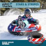 Yukon Charlie’s Stars and Stripes Inflatable Snow Tube 46” – Heavy-Duty Snow Sled with Polyester Cover, Slick PVC Bottom, and Foam Handles – Perfect for Kids Ages 7+