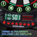 WIN.MAX Electronic Dart Board Soft Tip Dartboard Set LED Displays 3 Languges with 12 Darts 100 Tips Power