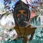 QingSong Full Face Snorkel Mask for Adults, Snorkeling Gear with Camera Mount, 180 Degree Panoramic View Snorkel Set Anti-Fog Anti-Leak