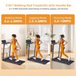 POTUPUS Walking Pad with Handle Bar, 0.6-10MPH Walking Pad Treadmill for Home Small, 3.5HP Portable Small Running Treadmill with Handles, Big Screen, 400LBS