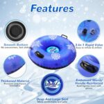 KEUCL Snow Tube, 3Packs for The Whole Family Inflatable Snow Sled for Kids and Adult, Thickened Heavy Duty Hard Bottom Sleds for Snow with Handles, Winter Toys for Outdoor Sledding Snow Tube Sports