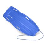 Slippery Racer Downhill Sprinter Flexible Kids Toddler Plastic Cold-Resistant Toboggan Snow Sled with Pull Rope and Handles, Blue