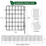 30ft x 17in Garden Fence Animal Barrier, 28 Panels No Dig Fence Border, Rustproof Metal Decorative Garden Fence with Ground Stake, Flower Bed Edging Border for Dog, Rabbit, Outdoor Yard Patio Decor