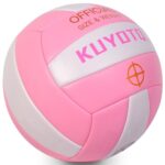 KUYOTQ Pink Outdoor Volleyball Official Size 5 Volleyball Waterproof in&Outdoor Soft Leather Volleyball for Kids Youth Adults,Beach Play,Game,Gym,Training(Deflated), Pink-5-Volleyball-PU-N-Pump