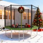 SKOK Trampoline 8FT Trampolines with Enclosure Net, 400LBS Outdoor Trampolines for Kids -ASTM Approved Trampoline for Children and Adults