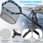 PLUSINNO Floating Fishing Net for Steelhead, Salmon, Fly, Kayak, Catfish, Bass, Trout Fishing, Rubber Coated Landing Net for Easy Catch & Release, Compact & Foldable for Easy Transportation & Storage