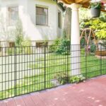 FOREHOGAR Metal Garden Fence 40in (H) x 23.3ft (L), 10 Panels + 11 Stakes Dog Fences Border Fence Animal Barrier, No Dig Garden Fencing for Yard Flower Bed Lawn Patio Outdoor, PIN402810 Black