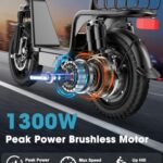 INSDRGN Electric Scooter with Seat for Adults, Peak 1300W Motor, 28-35 Miles Range eScooter, 48V 13Ah Li Battery, 20MPH Foldable Commuter E-Scooter with Basket, Max 330LBS, UL2272 Certified, Ink-Black