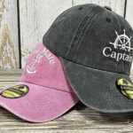 Enodtter Embroidered Captain First Mate Hats for Men Women, Nautical Marine Sailor Gift, Black Pink Skipper Boating Baseball Caps