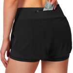 Soothfeel Women’s 2 in 1 Running Shorts Workout Athletic Gym Yoga Shorts for Soothfeel Women with Phone Pockets Black