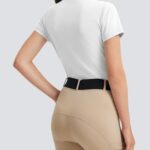 FitsT4 Sports Equestrian Shirts for Women Short Sleeve UPF50+ Moisture Wicking Polo Shirts for Horse Riding Tops White S