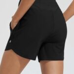 baleaf Swim Shorts Women High Waisted Board Shorts Quick Dry Swimming Shorts UPF50+ Modest Swimsuits 2026 Swim Bottoms with Boxer Liner Zipper Pockets Black L