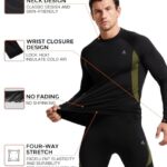 Long Johns for Men, Thermal Underwear Set Winter Hunting Gear Sport Base Layer Top and Bottom Midweight Black XL