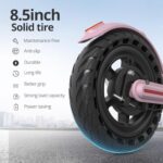 Roinside Pink Electric Scooter – 8.5″ Solid Tires, 350W Motor, Up to 19 MPH&16Miles Long-Range Commuting Foldable E-Scooter for Adults with Dual Braking System and Smart App