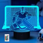 Ammonite Ice Hockey Night Light, 3D Goalie Lamp with 16 Color Changing, Remote Control and Timer, Men’s Ice Hockey Decor Light for Kids, Boys, Girls, Sports Fans