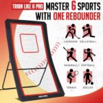 ZEALFEEL Lacrosse Rebounder, 4x6FT Volleyball Rebounder for Backyard with 5 Rebound Angles, Target Strip, Lacrosse Rebound Net Perfect for Lax Baseball Volleyball & Soccer Practice