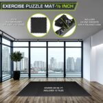 ProsourceFit Exercise Puzzle Mat ½-inch, EVA Interlocking Foam Floor Tiles for Home Gym, Workout Equipment, Kids Play Areas, Black, 48 SQ FT – 12 Tiles