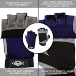Palmyth UV Fishing Gloves Sun Protection Fingerless Kayaking Glove Men Women UPF 50+ SPF for Sailing, Hiking, Paddling, Canoeing, Rowing, Driving (Navy Blue, Small)