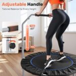BCAN SP2 48″ Foldable Mini Trampoline Max Load 440lbs, Fitness Rebounder with Adjustable Foam Handle, Exercise Trampoline for Adults Indoor/Garden Workout | FED Fitness, Black