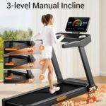 CURSOR FITNESS Treadmill with 20% Incline, Treadmills for Home 400 lb Capacity, 3.5HP Quiet Brushless, Folding Treadmill with Handle & Pulse Sensors, Running Machine for Home, 0.6-8.7MPH Speed Range