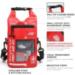 250 PCS Waterproof First Aid Kit, Roll Top Reflective Boat Dry Bag Bug Out Bags, Emergency Medical Kit Ideal for Boating, Camping, Fishing, Kayaking, Floating, Red