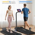 Cardirun Walking Pad with Incline and Handle Bar, Foldable Treadmills for Home Small Spaces, 3.0HP Quiet Compact Treadmill, Portable Under Desk Treadmill with LED Display, App & Remote Control