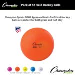 Champion Sports Field Hockey Balls, Regulation Size, 12-Pack, 2.75” Each – NFHS-Approved Sports Hockey Ball Set for Fields, Grass, Turf – Durable, Bouncy, Lightweight, Bright Colored – Orange
