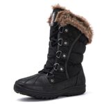 GLOBALWIN Women’s Snow Boots Waterproof Mid-Calf Winter Boots For Women With Warm Fleece Lining, Stylish Black Fur Boots For Women With Non-Slip Sole And Quilted Comfortable Boots Size 9.5M