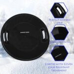 Slippery Racer Heavy-Duty Cold Resistant Downhill Pro Adults and Kids Plastic Outdoor Winter Saucer Disc Snow Sled with Handles (Black, 1 Pack)