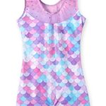 Leotards for Girls Gymnastics Unicorn Athletic Dance Wear Shiny Rainbow Blue Hotpink (Mermaid Purple, 3-4T)