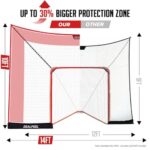 Lacrosse Backstop Net 14x10FT, Extra Large Coverage with 14mm Foam-Wrapped Fiberglass Pole for Shooting Training, 4-Strand Tear-Resistant Netting, Sandbag & Stakes(Lacrosse Goal NOT Included)