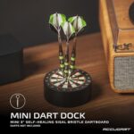 Accudart Mini Dart Dock – 3″ Self Healing Sisal Dartboard – Official Mini Replica – Store Your Darts Anywhere – Darts Not Included, Black