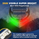 QLOOASEA Boat Navigation Lights LED, Red and Green Boat Lights LED Waterproof, Marine Navigation Bow Light for Night Fishing, Boating, Navigating, Lighting, Fits for Pontoon, Bass & Jon Boats, Yacht