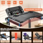 Walking Pad Treadmill with Desk Workstation, 12% Incline Treadmills for Home Office, 350lbs Capacity, 3.5HP (Orange-Black, XL)