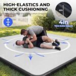 Wrestling Mat Inflatable 10×10 FT Flodable Jiu Jitsu Mats Portable 4” for Home Training, BJJ, MMA, Grappling, Judo, Martial Art, Boxing Indoor Outdoor (Carbon Grey, 10 ft x 10 ft x 4 in)