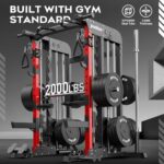 pooboo Multi-Functional Machine Power Cage, 2000LB Squat Rack, LAT-Pull Down System, Dual Pulley Cable Crossover System, Home Gym Workout Machine with Strength Training Attachments (P43)
