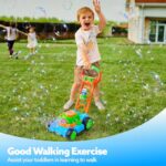 SLOOSH Bubble Lawn Mower Toddler Toys – Spill-Proof Bubble Machine Pretend Gardening Play Toy for Age 1 2 3 1-3 Year Old Baby Boys Indoor Outdoor Use, Summer Birthday Gifts (Blue)