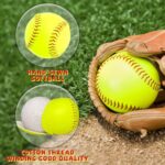 Poosue Bucket of 13 Practice Softballs, Official Size and Weight Slowpitch Softball Unmarked Leather Covered Youth Fastpitch Ball Sports Ball for Games, Practice and Training, Yellow