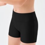 Haloumoning Girls Athletic Shorts Kids High Waisted Yoga Dance Biker Shorts Comfy Gymnastics Shorts 5-14Y Black