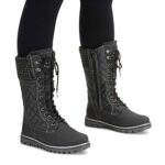 POLAR Womens Faux Fur Warm Thermal Waterproof Outdoor Walking Snow Winter Rubber Sole Calf Boots – Grey/Grey Shearling – EU39/US8 – YC0602